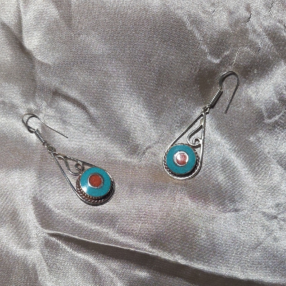 Silver and Turquoise Drop Earrings
